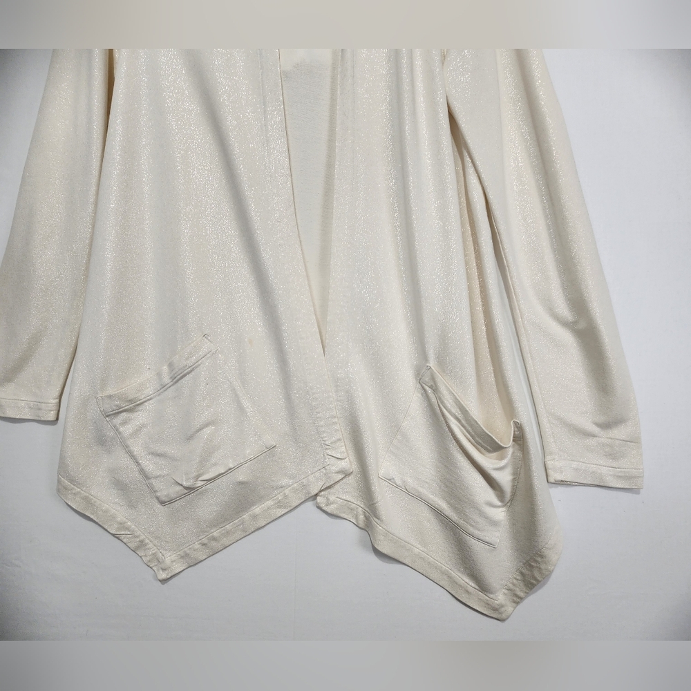 Tommy Bahama Women's Cream Open-Front Shimmery Cardigan Size S/P - Picture 2 of 9